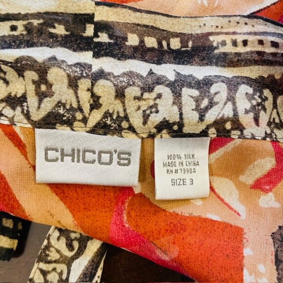 Chico's 100% Silk Natural Fiber Boho Open Front Cropped Kimono Jacket L/XL - Picture 6 of 7